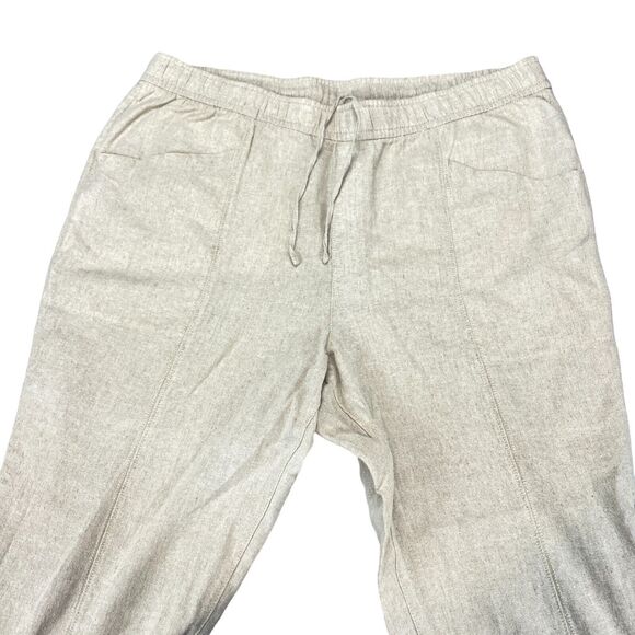 Old Navy Linen Pants Womens XL Beige Casual Flat Front Straight Leg Drawstring - Picture 12 of 16